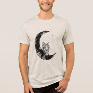 Camiseta do Gato Celestial no Céu Noturno Mágico d