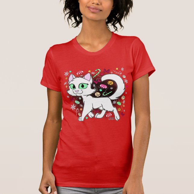 Camiseta do Gato de Natal (Vermelho) (Frente)
