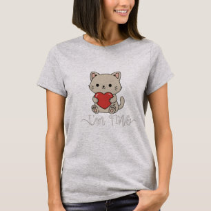 Camiseta do Gato Fofo "Estou Bem" com Coração