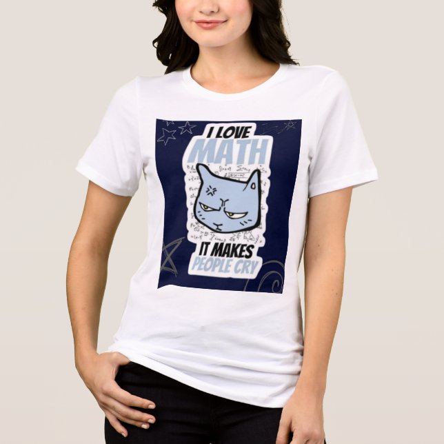 Camiseta do Gato Fofo Eu Amo Matemática para Amant (Frente)