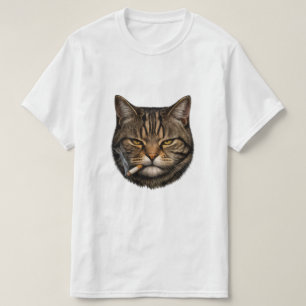 Camiseta do Gato Malicioso com Cigarro