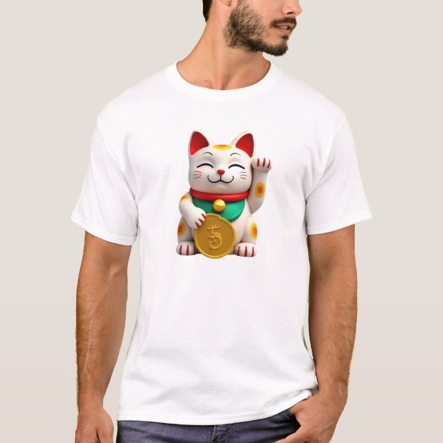 Camiseta do Gato Sortudo | Símbolo de Sorte e Pros (Frente)