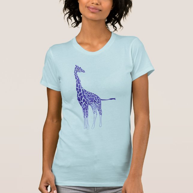 Camiseta do girafa dos pontos do roxo e da lavanda (Frente)