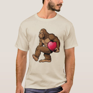 Camiseta do Gorila Fofo Segurando Coração