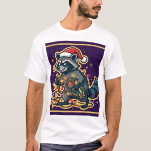 Camiseta do Guaxinim Roubando Luzes de Natal
