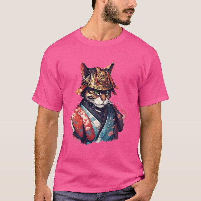 Camiseta do Guerreiro Gato Samurai, do Japão (Frente)