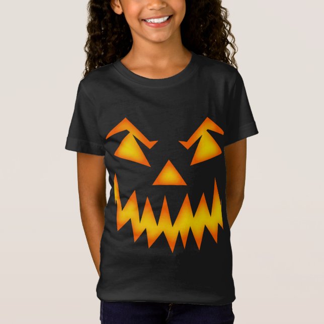 Camiseta do Halloween para crianças, cara de abóbo (Frente)