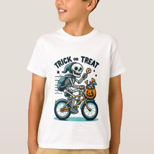 Camiseta do Halloween para crianças com esqueleto