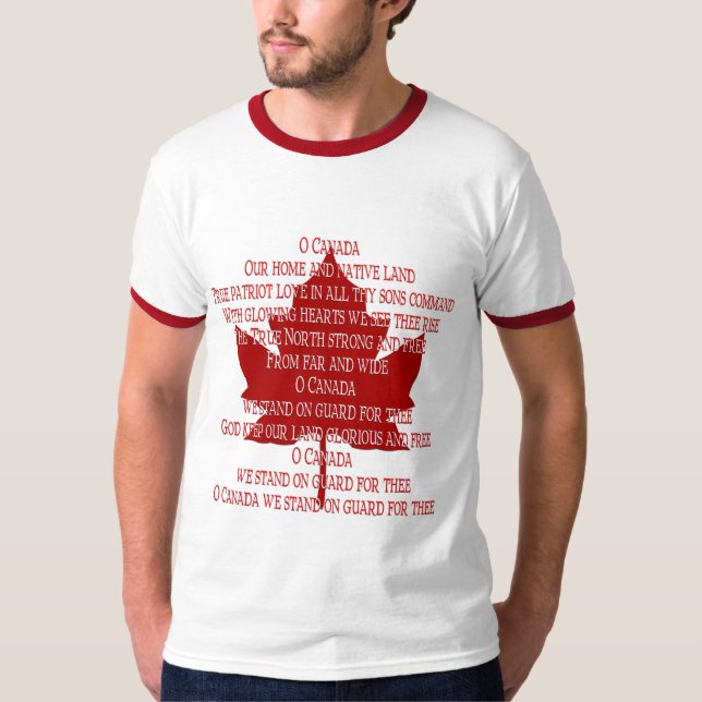 Camiseta do hino do Canadá apresenta suvenir do Ca (Frente)