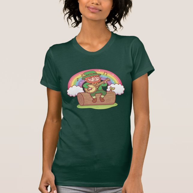 Camiseta do Leprechaun Fofo Tocando Banjo (Frente)