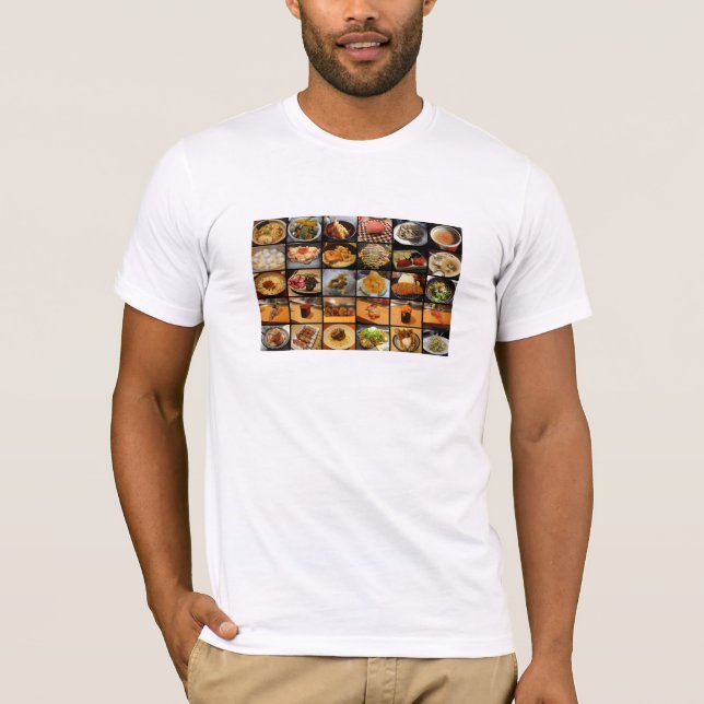 Camiseta Do leste encontra o leste: Colagem 2 da comida (Frente)
