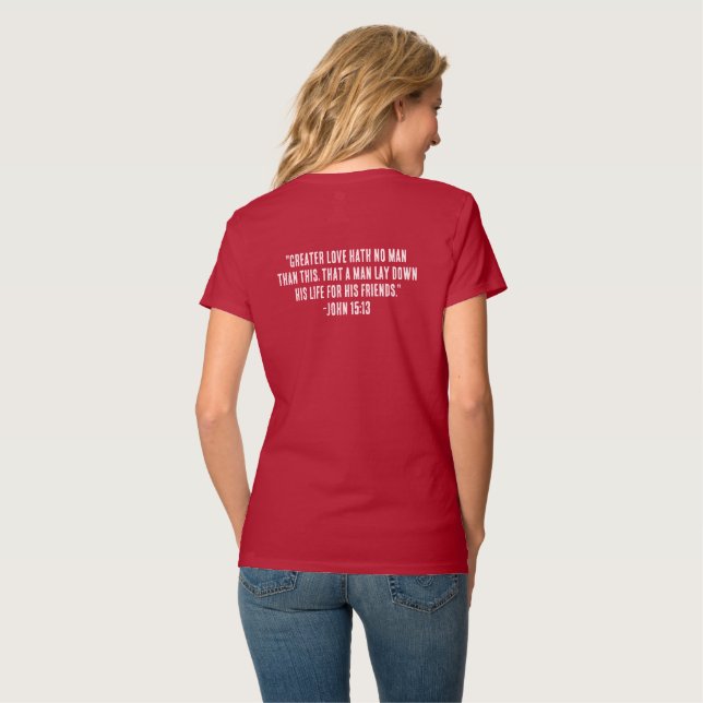 Camiseta do logotipo vermelho feminino (Parte Traseira Completa)