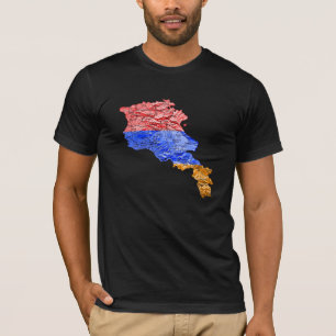 Camiseta do Mapa da Armênia com Cores da Bandeira