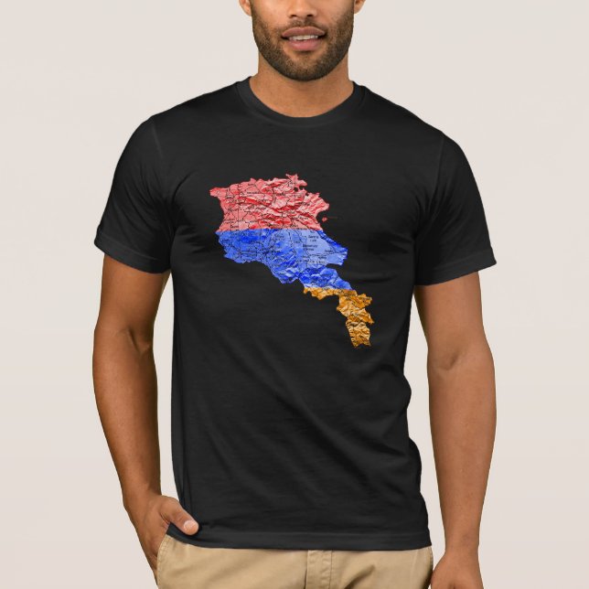 Camiseta do Mapa da Armênia com Cores da Bandeira (Frente)