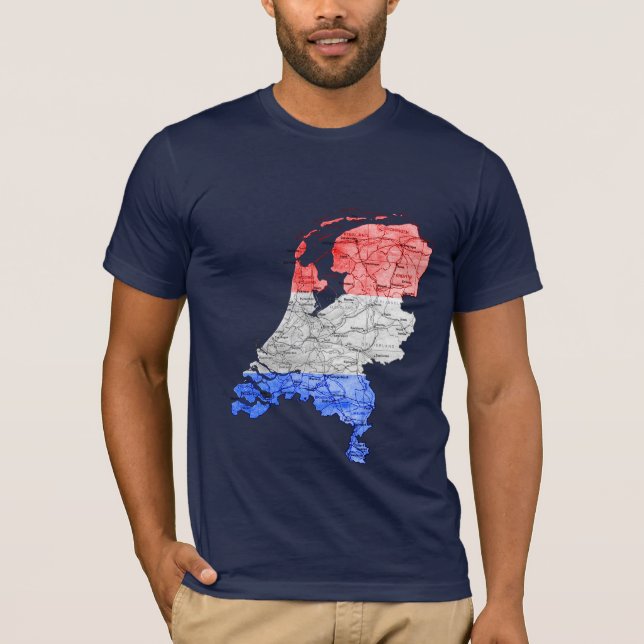 Camiseta do Mapa da Bandeira da Holanda (Frente)