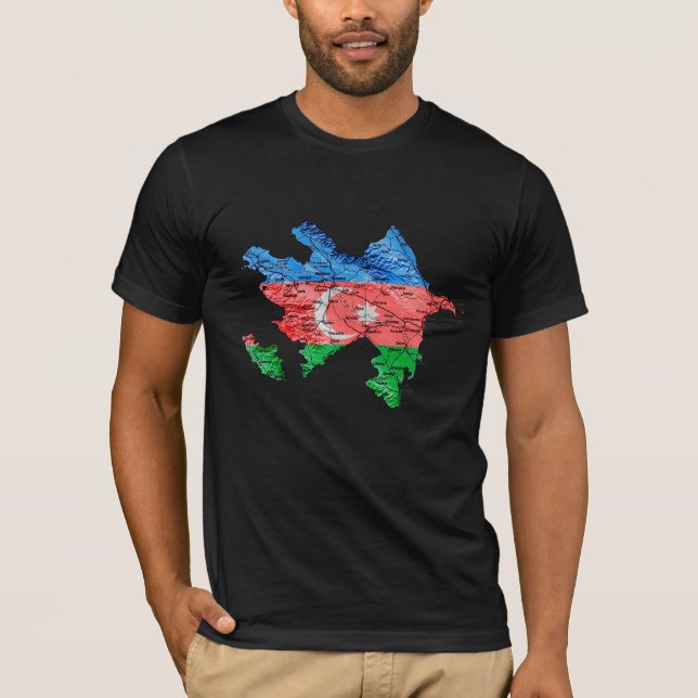 Camiseta do Mapa da Cor da Bandeira do Azerbaijão (Frente)