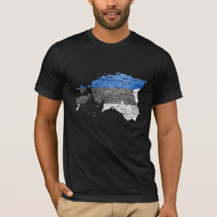Camiseta do Mapa da Estônia com Cores da Bandeira