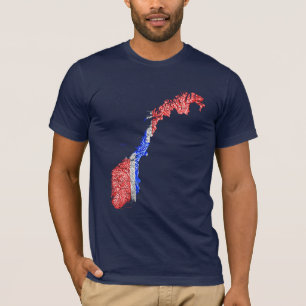 Camiseta do Mapa da Noruega com Cores da Bandeira