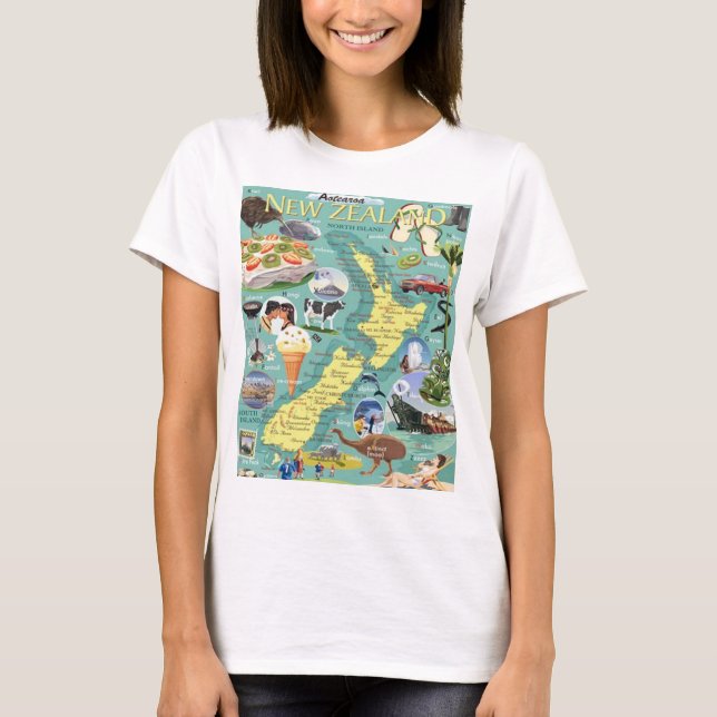 Camiseta do Mapa da Nova Zelândia (Frente)