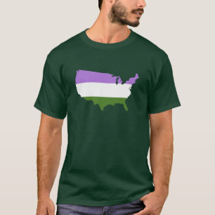 Camiseta do mapa de orgulho genderqueer americano