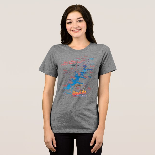 Camiseta do mapa do Grand Lake OK (Frente Completa)