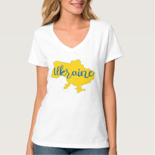 Camiseta do mapa e letras ucranianas