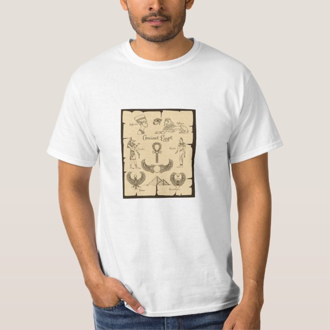 Camiseta do mapa egípcio - Terra de faraós e pirâm (Frente)
