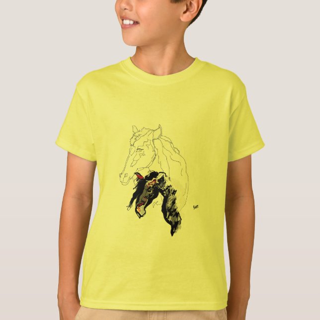 Camiseta do Menino: Cavalo dentro de um Cavalo (Frente)