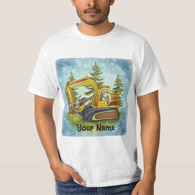 Camiseta do menino da escavadeira (Frente)