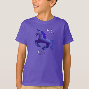Camiseta Do miúdo azul do unicórnio dos desenhos animados