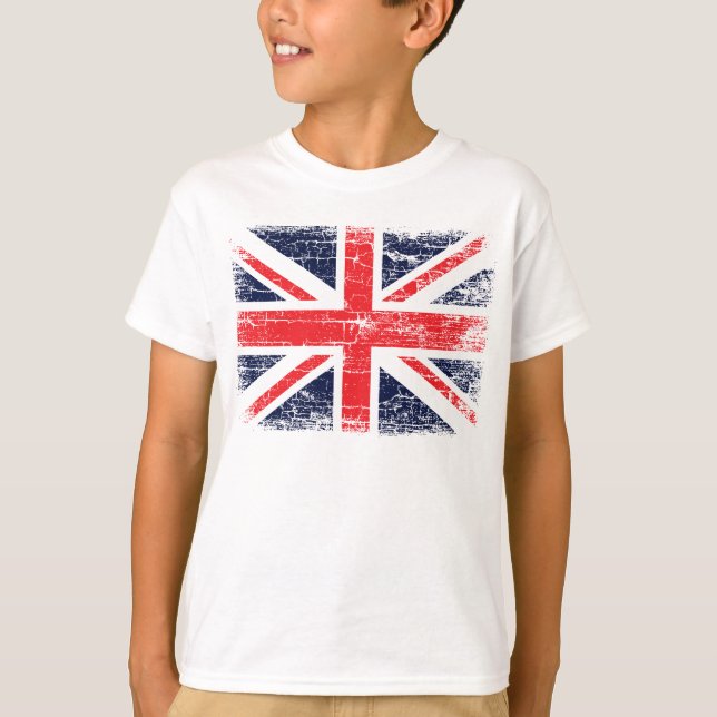 Camiseta Do miúdo britânico BRITÂNICO da bandeira do (Frente)