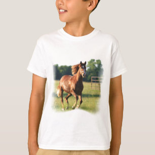 Camiseta Do miúdo de galope do cavalo da castanha o t-shir