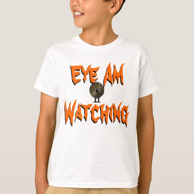 Camiseta do Monstro de Halloween Eu Estou Observan (Frente)