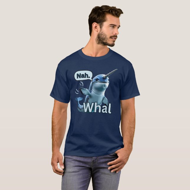 Camiseta do Narval Adorável Dizendo Não (Frente Completa)