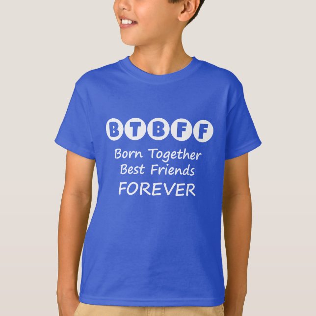 Camiseta Do nascer T dos meninos junto BFF para gêmeos, (Frente)
