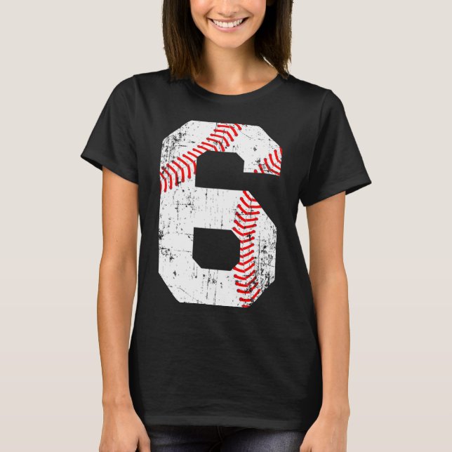Camiseta do Número da Camisa 6 de Beisebol  (Frente)
