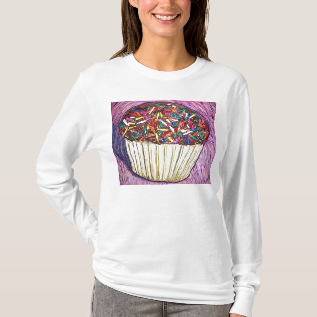 Camiseta Do "O cupcake chocolate com polvilha " (Frente)