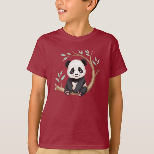Camiseta do Panda Bebê Fofo – Charme do Galho de Á (Frente)