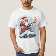Camiseta do Papai Noel Selvagem Tocando Violão na 