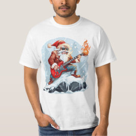 Camiseta do Papai Noel Selvagem Tocando Violão na