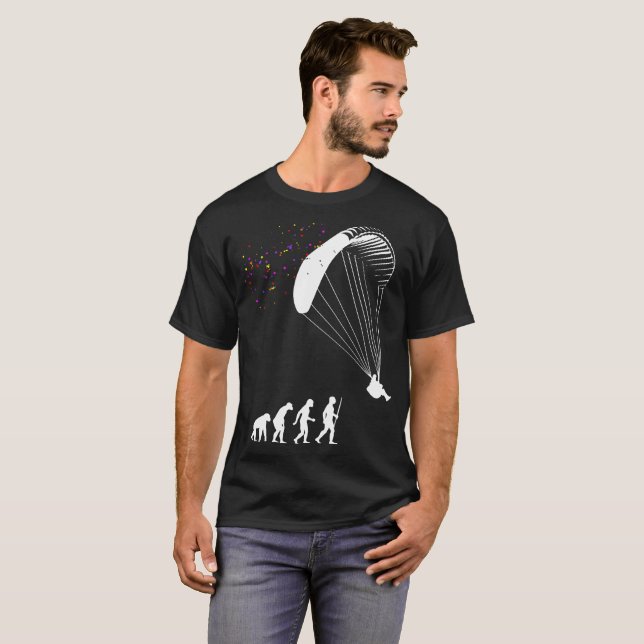 Camiseta Do Paraglider Tshirt da evolução humana fora (Frente Completa)