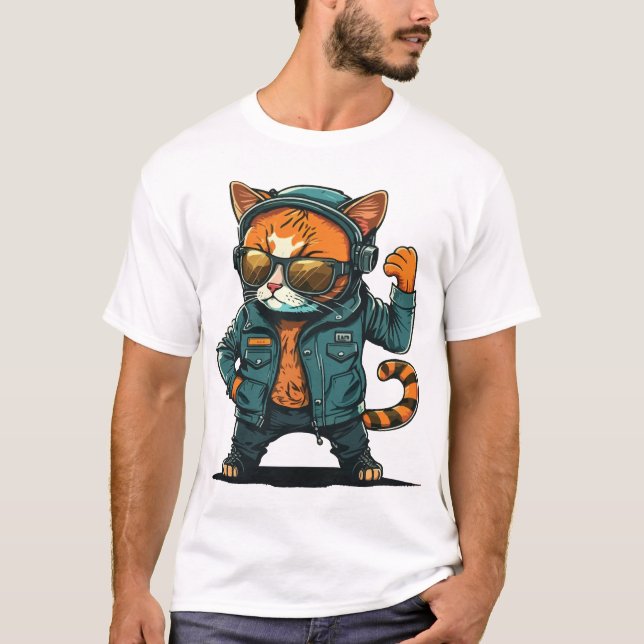 Camiseta do Personagem de Gato Vetorial  (Frente)
