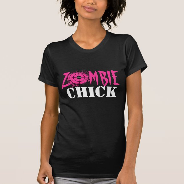 Camiseta do pintinho do zombi para mulheres e (Frente)