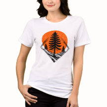 Camiseta do pôr do sol da floresta de pinheiros vi