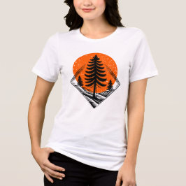 Camiseta do pôr do sol da floresta de pinheiros vi