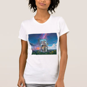 Camiseta do pôr do sol do céu estrelado da paisage