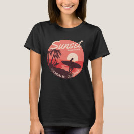 Camiseta do pôr do sol do paraíso do surfe