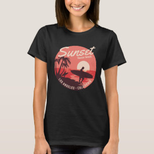 Camiseta do pôr do sol do paraíso do surfe