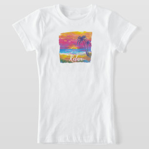 Camiseta do pôr do sol tropical relax