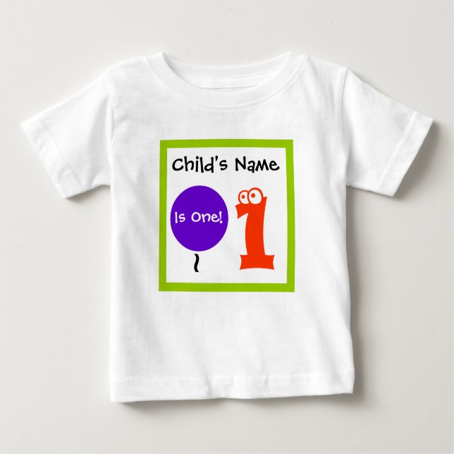 Camiseta do primeiro aniversário, o bebê faz 1 ano (Frente)